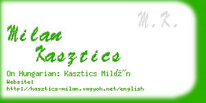 milan kasztics business card